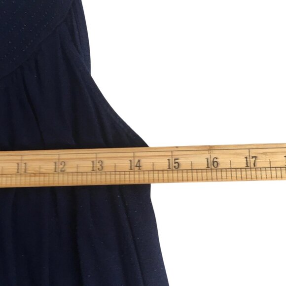 dressbarn Tank Top Womens Small Navy Blue Scoop Neck Pleated Rayon Spandex Soft - Picture 8 of 14